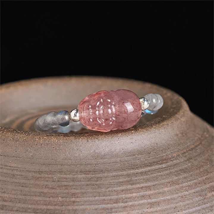 Buddha Stones 3 mm Mini koraliki z naturalnego kamienia księżycowego, turmalinu, granatu i perły, kwarcu truskawkowego, elastyczny pierścień leczniczy PiXiu - image 10