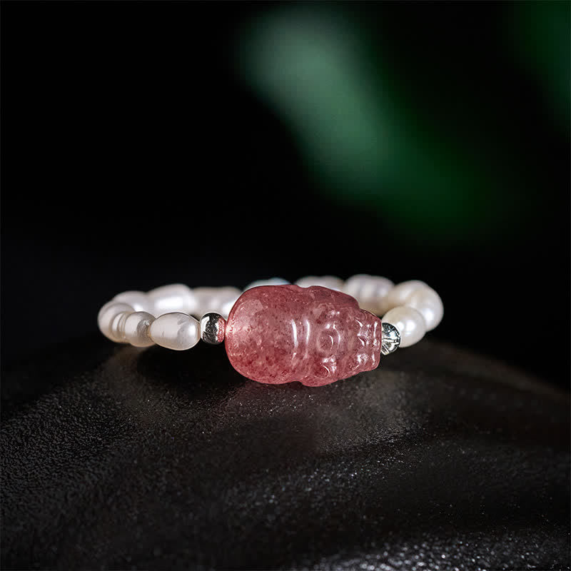 Buddha Stones 3 mm Mini koraliki z naturalnego kamienia księżycowego, turmalinu, granatu i perły, kwarcu truskawkowego, elastyczny pierścień leczniczy PiXiu - image 24