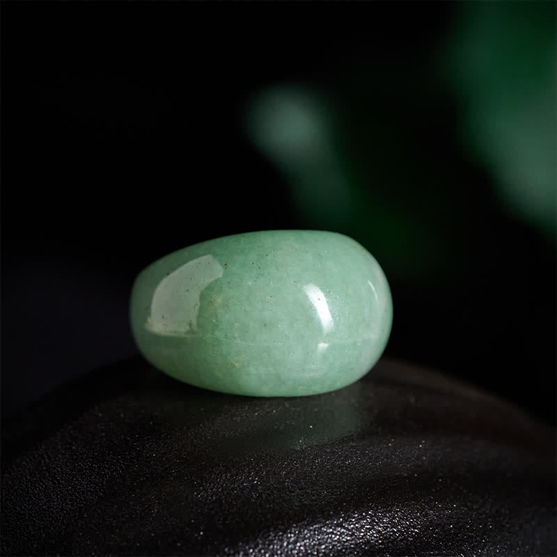 Buddha Stones Szeroki pierścień balansowy z naturalnego zielonego awenturynu - image 1