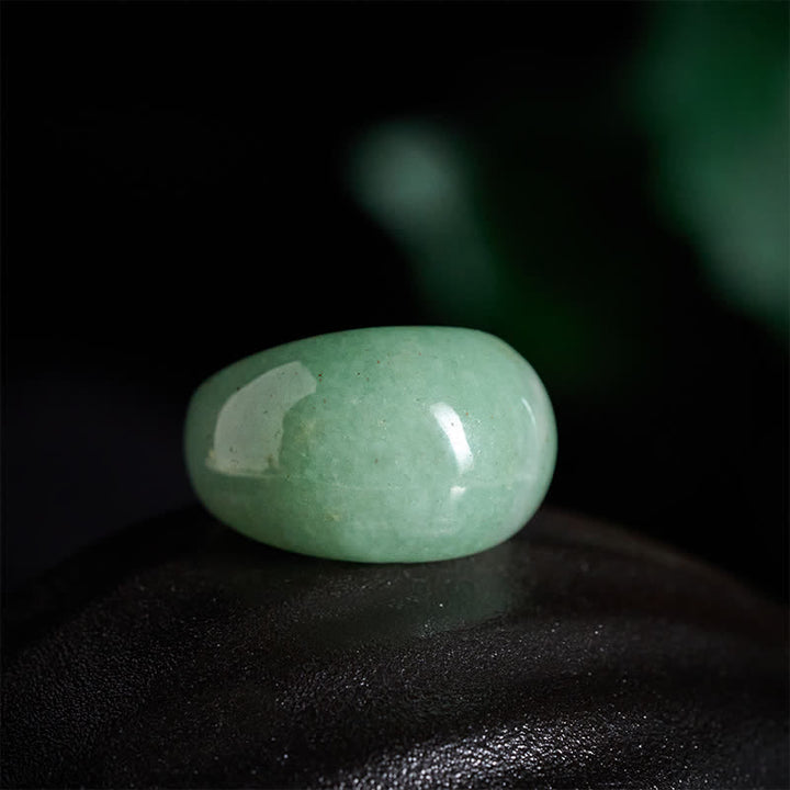 Buddha Stones Szeroki pierścień balansowy z naturalnego zielonego awenturynu - image 1