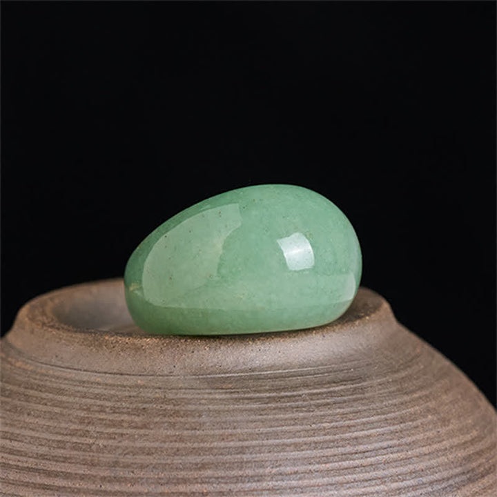 Buddha Stones Szeroki pierścień balansowy z naturalnego zielonego awenturynu - image 2