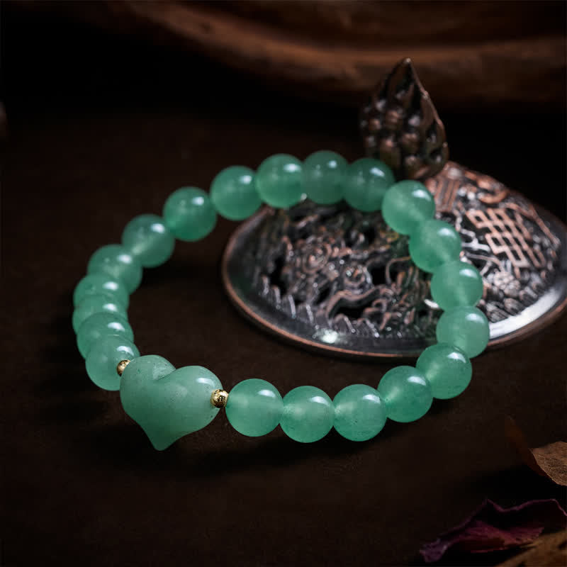 Buddha Stones Bransoletka duchowa z naturalnym ametystem, zielonym awenturynem, tygrysim okiem i kwarcem truskawkowym w kształcie serca - image 22