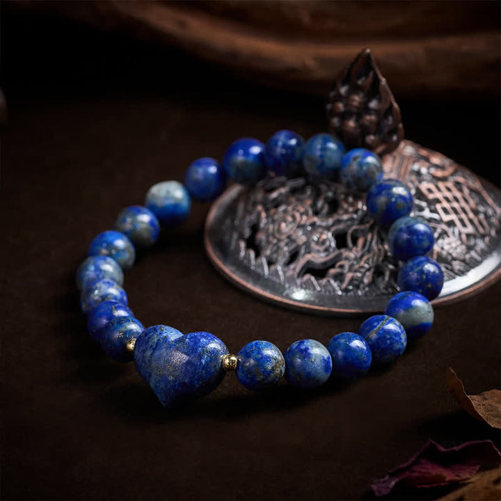 Buddha Stones Bransoletka duchowa z naturalnym ametystem, zielonym awenturynem, tygrysim okiem i kwarcem truskawkowym w kształcie serca - image 39