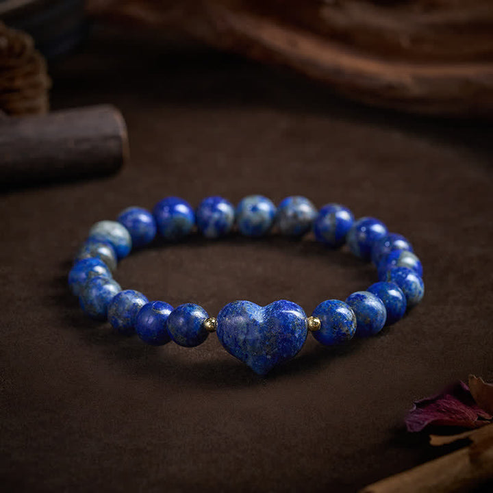 Buddha Stones Bransoletka duchowa z naturalnym ametystem, zielonym awenturynem, tygrysim okiem i kwarcem truskawkowym w kształcie serca - image 37