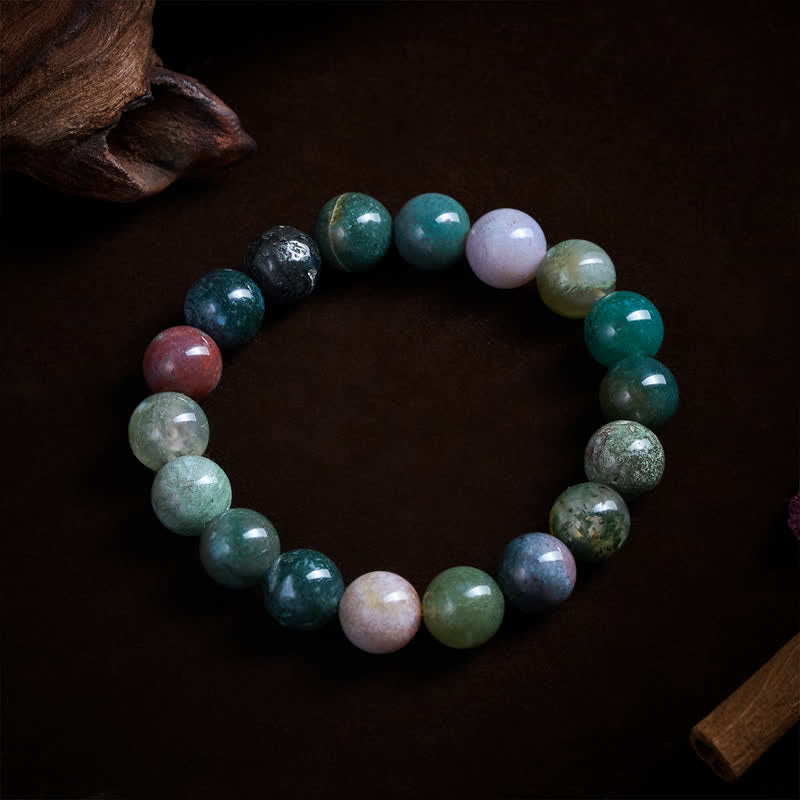 Buddha Stones Bransoletka ochronna z naturalnego kamienia z jaspisu morskiego i agatu - 10 mm (obwód nadgarstka: 16-17 cm) - image 9