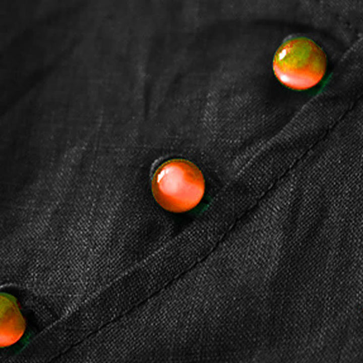 Buddha Stones Letnie, vintage, solidne, haftowane, ozdobne guziki, damskie koszule z krótkim rękawem - image 9