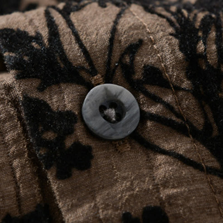 Buddha Stones Letnia, swobodna męska koszula z krótkim rękawem i kwiatowym wzorem, zapinana na guziki i ozdobną kieszenią - image 13
