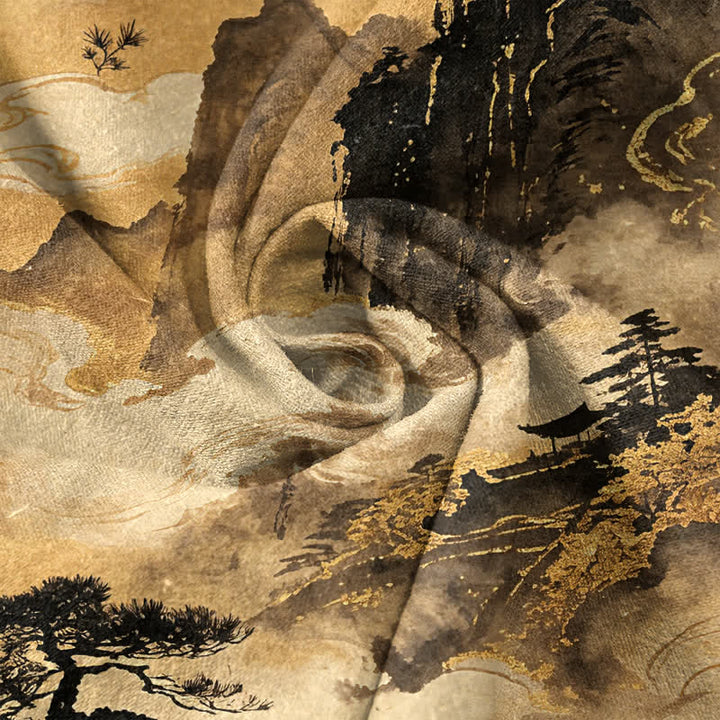 Buddha Stones Spodnie męskie zwężane z kieszeniami i wzorem w kwiaty w kolorze Cotton Ink Landscape - image 3