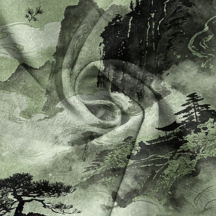 Buddha Stones Spodnie męskie zwężane z kieszeniami i wzorem w kwiaty w kolorze Cotton Ink Landscape - image 7