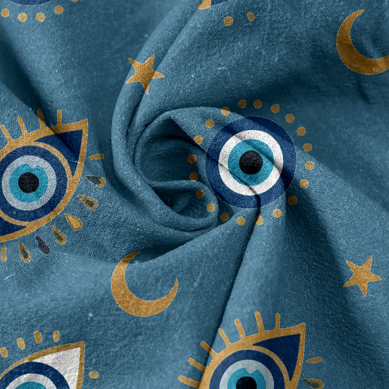Buddha Stones Spodnie damskie z elastyczną talią i kieszeniami, z czystej bawełny, z motywem Mystic Evil Eye - image 2