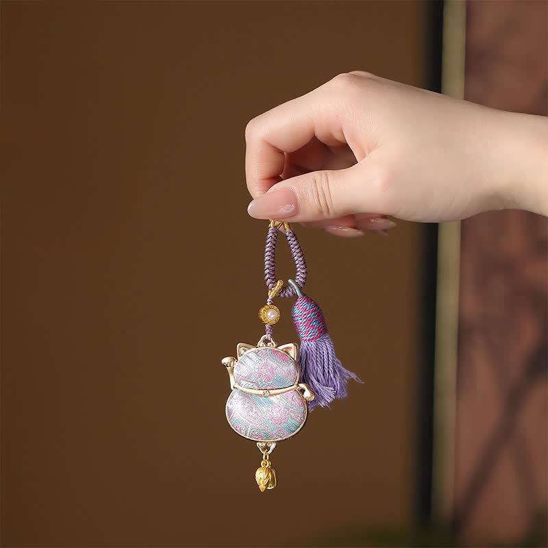 Buddha Stones Brelok z frędzlami Song Brocade Lucky Cat Wealth - Oset - image 1