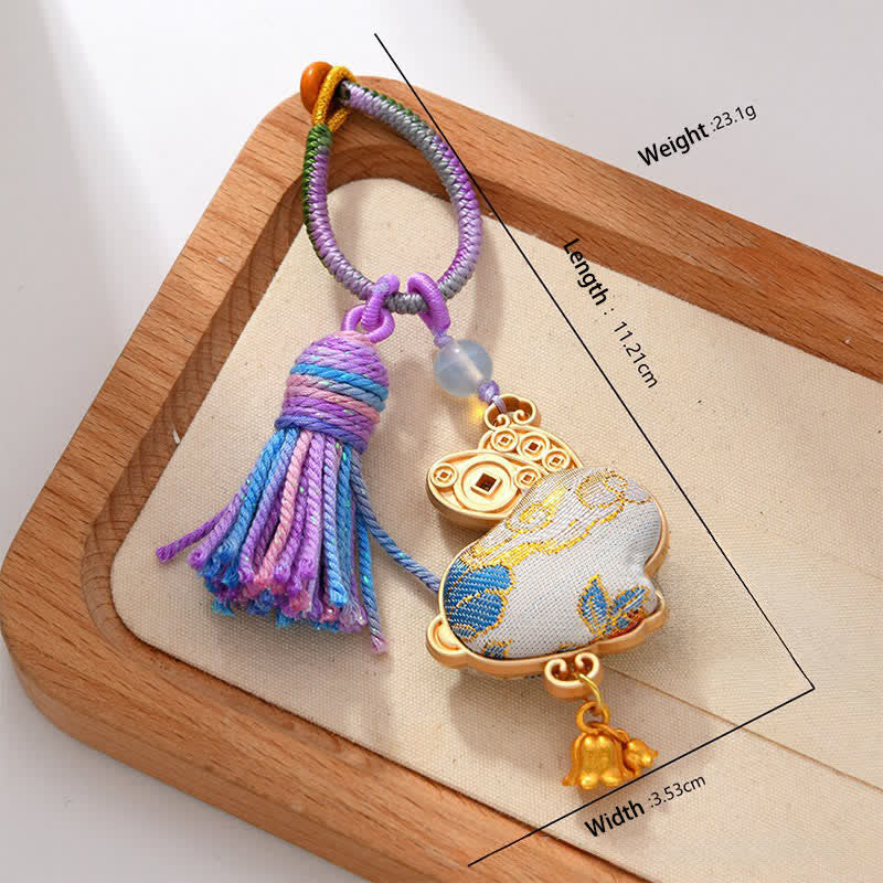 Buddha Stones Ręcznie robiony brelok z chińskim znakiem zodiaku Song Brocade z frędzlami - Królik - image 15