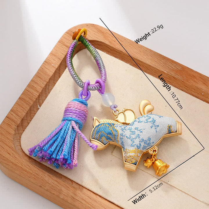Buddha Stones Ręcznie robiony brelok z chińskim znakiem zodiaku Song Brocade z frędzlami - Koń - image 18