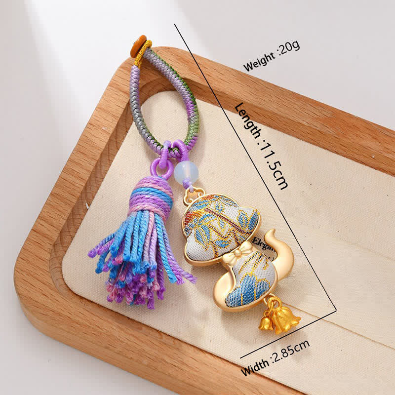 Buddha Stones Ręcznie robiony brelok z chińskim znakiem zodiaku Song Brocade z frędzlami - Wąż - image 17