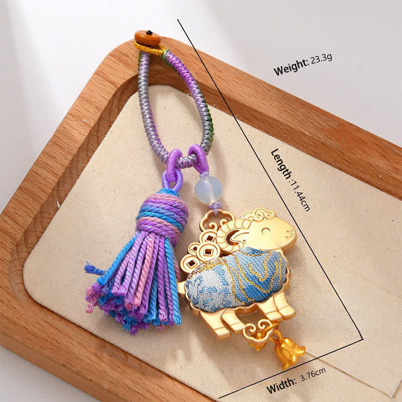Buddha Stones Ręcznie robiony brelok z chińskim znakiem zodiaku Song Brocade z frędzlami - image 11
