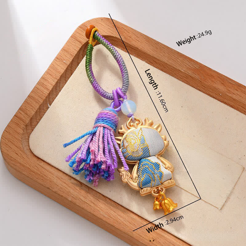 Buddha Stones Ręcznie robiony brelok z chińskim znakiem zodiaku Song Brocade z frędzlami - Smok - image 16