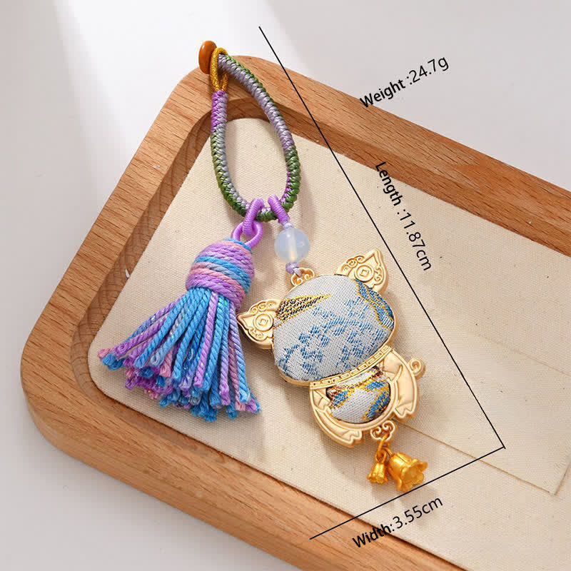 Buddha Stones Ręcznie robiony brelok z chińskim znakiem zodiaku Song Brocade z frędzlami - Świnia - image 22