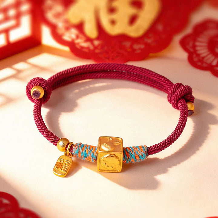 Buddha Stones Ręcznie robiona bransoletka ochronna z czerwonego sznurka z trzema harmoniami chińskiego zodiaku - image 12