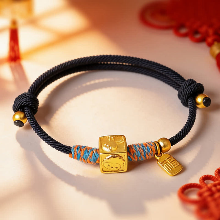 Buddha Stones Ręcznie robiona bransoletka ochronna z czerwonego sznurka z trzema harmoniami chińskiego zodiaku - image 13