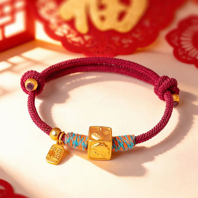 Buddha Stones Ręcznie robiona bransoletka z czerwonego sznurka z chińskim znakiem zodiaku Luck Fu - image 14
