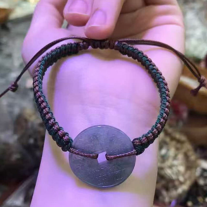 Buddha Stones Bransoletka z regulowanym uchwytem z jadeitu Peace Buckle, tkana ręcznie - image 10