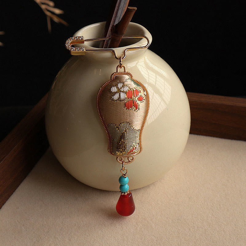 Buddha Stones Broszka z brokatem Song Vase Design Elegancka broszka - image 4