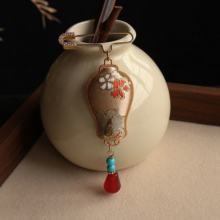 Buddha Stones Broszka z brokatem Song Vase Design Elegancka broszka - image 4