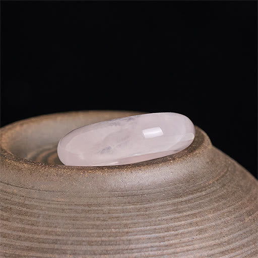Buddha Stones Naturalny pierścień leczniczy z kwarcu różowego z miłością - image 1