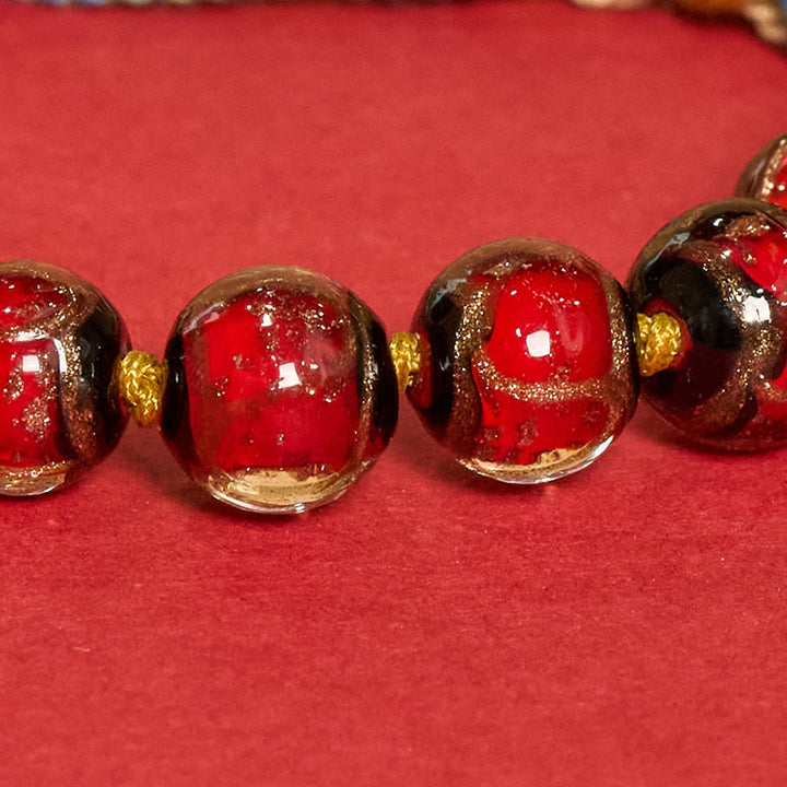 Buddha Stones Tybetańska bransoletka z koralików szklanych Liuli z motywem pięciu kierunków, z motywem oka Buddy i błogosławieństwa bogów bogactwa - image 12