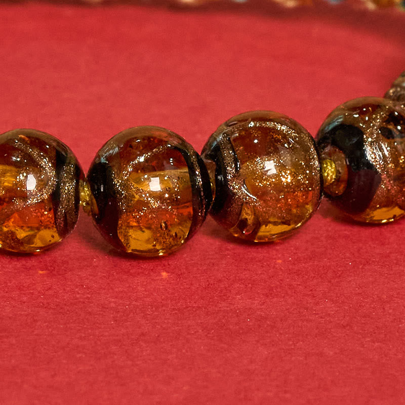 Buddha Stones Tybetańska bransoletka z koralików szklanych Liuli z motywem pięciu kierunków, z motywem oka Buddy i błogosławieństwa bogów bogactwa - image 18