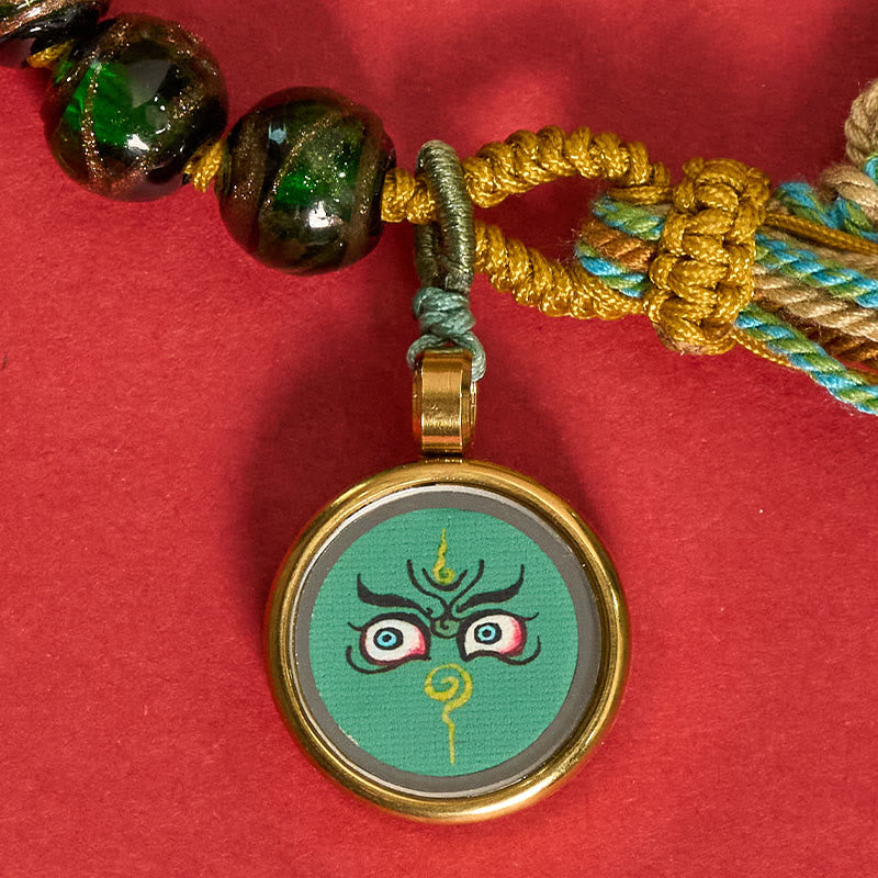 Buddha Stones Tybetańska bransoletka z koralików szklanych Liuli z motywem pięciu kierunków, z motywem oka Buddy i błogosławieństwa bogów bogactwa - image 29