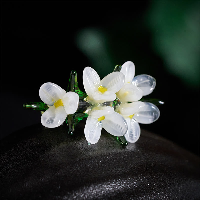 Buddha Stones Pierścień mądrości Liuli Pear Blossom Flower - image 2