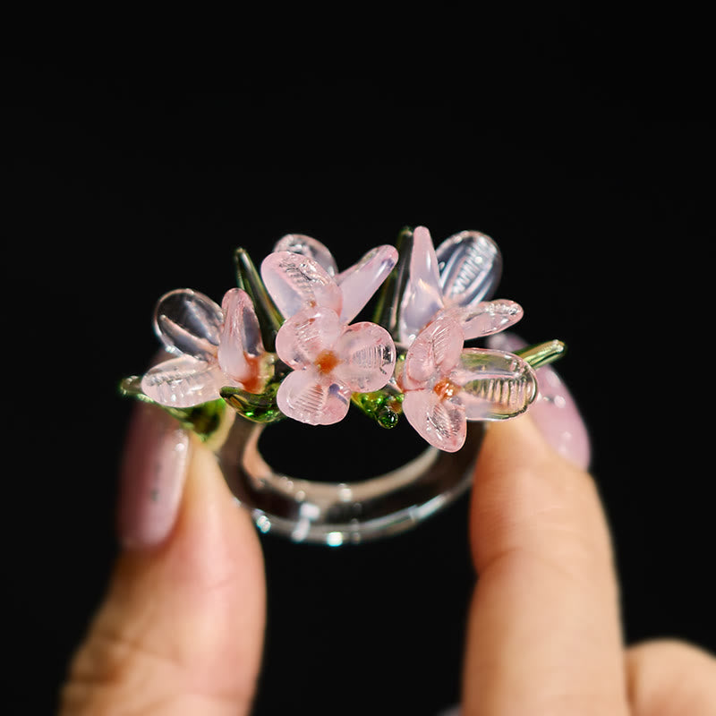 Buddha Stones Pierścień mądrości Liuli Pear Blossom Flower - image 13