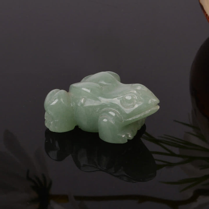 Buddha Stones Naturalny zielony awenturyn, przezroczysty kwarc, kryształ i kamień dekoracyjny Frog Wealth - Zielony awenturyn (szczęście ♥ pozytywność) - image 0