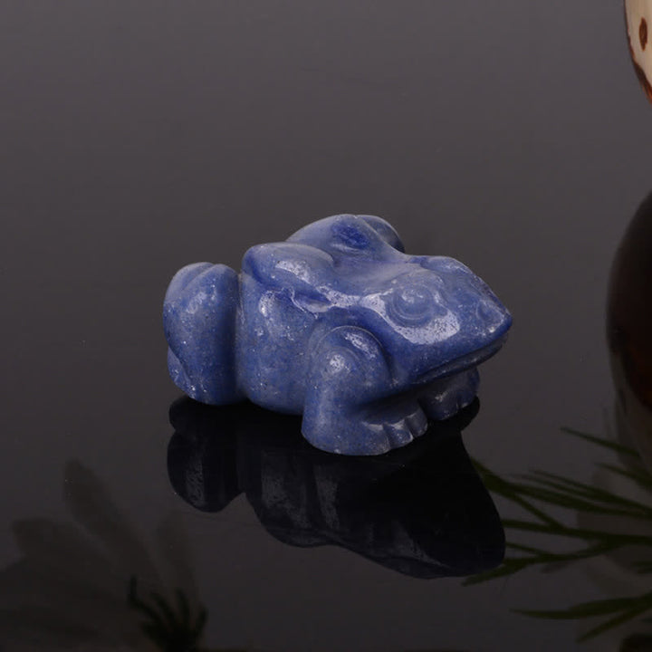 Buddha Stones Naturalny zielony awenturyn, przezroczysty kwarc, kryształ i kamień dekoracyjny Frog Wealth - Niebieski awenturyn (spokój ♥ koncentracja) - image 3