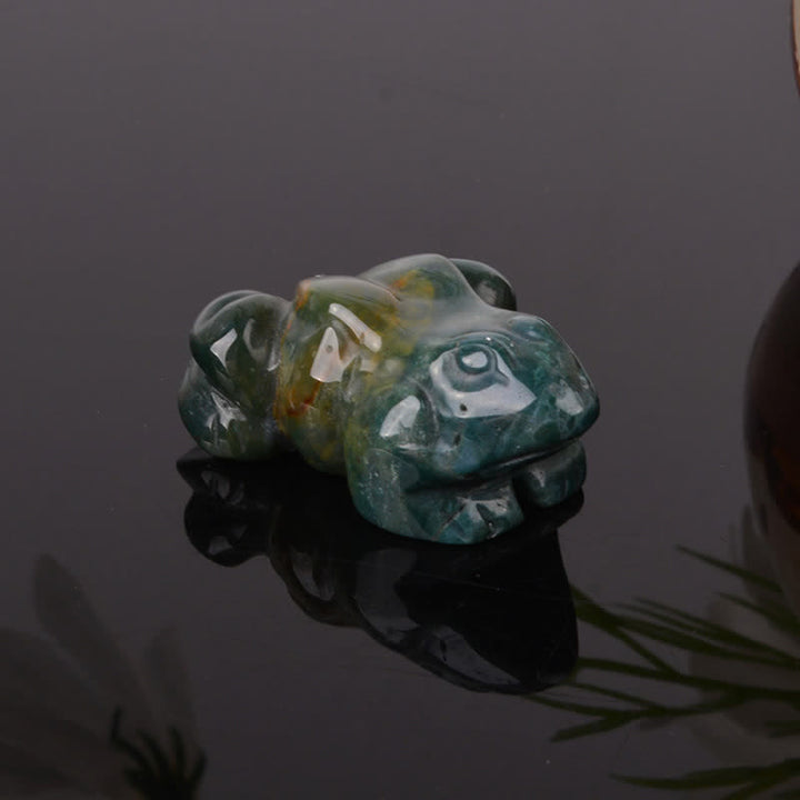 Buddha Stones Naturalny zielony awenturyn, przezroczysty kwarc, kryształ i kamień dekoracyjny Frog Wealth - Agat indyjski (pozytywny ♥ spokojny) - image 16