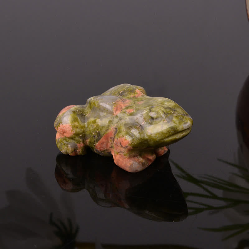 Buddha Stones Naturalny zielony awenturyn, przezroczysty kwarc, kryształ i kamień dekoracyjny Frog Wealth - Unakite (Balans ♥ Uziemienie) - image 10