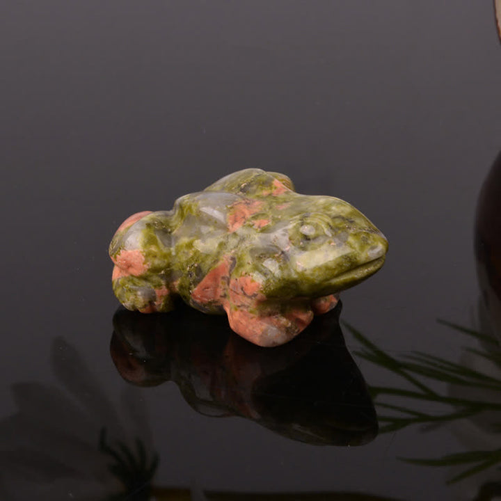 Buddha Stones Naturalny zielony awenturyn, przezroczysty kwarc, kryształ i kamień dekoracyjny Frog Wealth - Unakite (Balans ♥ Uziemienie) - image 10