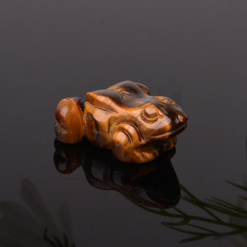 Buddha Stones Naturalny zielony awenturyn, przezroczysty kwarc, kryształ i kamień dekoracyjny Frog Wealth - Tygrysie Oko (Odwaga ♥ Siła) - image 14