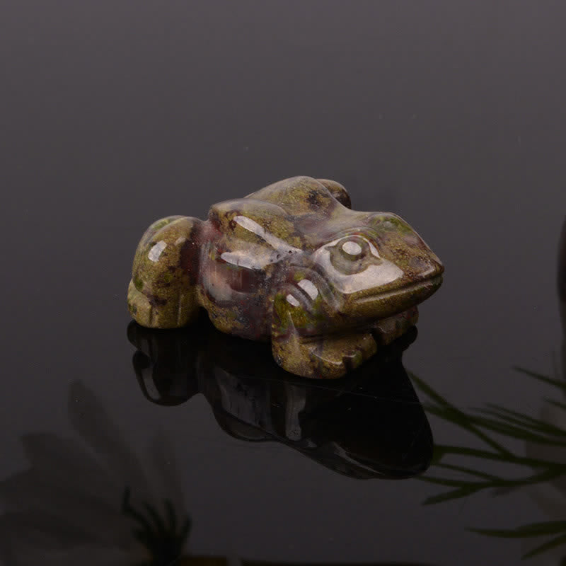 Buddha Stones Naturalny zielony awenturyn, przezroczysty kwarc, kryształ i kamień dekoracyjny Frog Wealth - Krwawy Kamień (Siła ♥ Zdrowie) - image 12