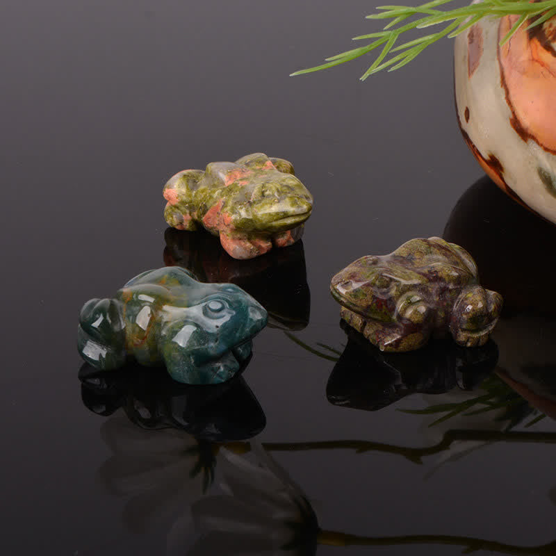 Buddha Stones Naturalny zielony awenturyn, przezroczysty kwarc, kryształ i kamień dekoracyjny Frog Wealth - image 32