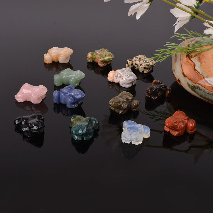 Buddha Stones Naturalny zielony awenturyn, przezroczysty kwarc, kryształ i kamień dekoracyjny Frog Wealth - image 33