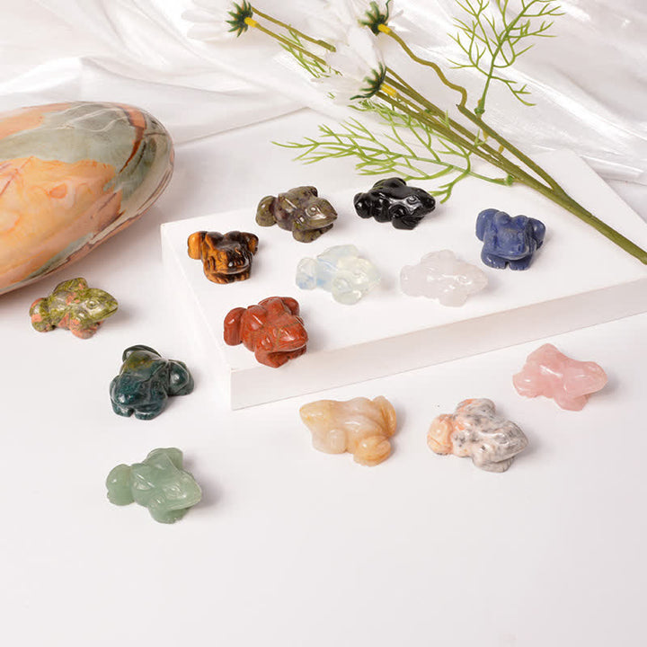 Buddha Stones Naturalny zielony awenturyn, przezroczysty kwarc, kryształ i kamień dekoracyjny Frog Wealth - image 34