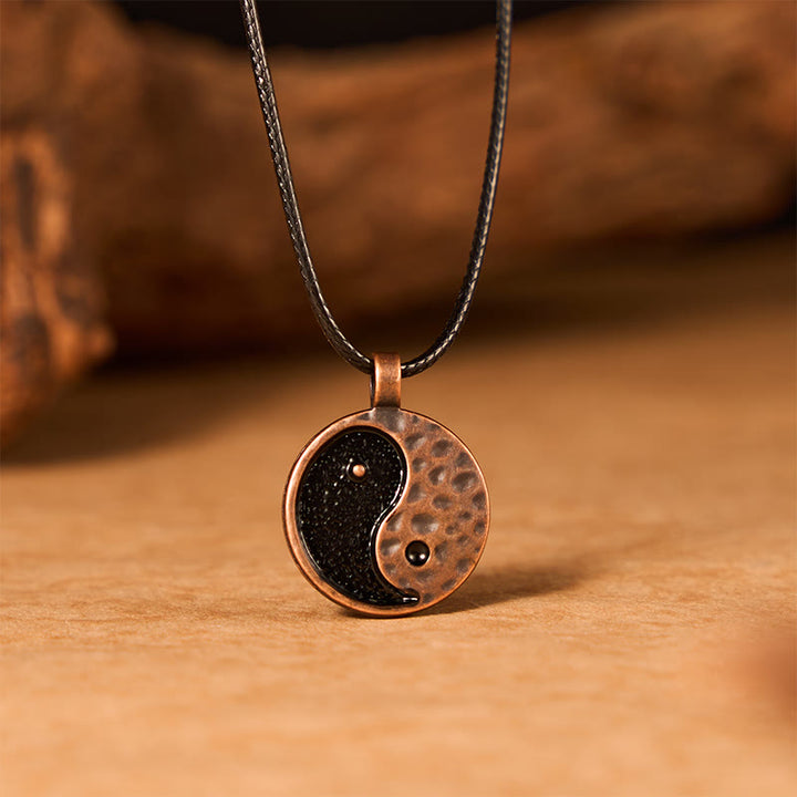 Buddha Stones Naszyjnik z wisiorkiem Harmony ze stopu skóry Yin Yang w stylu vintage - image 1