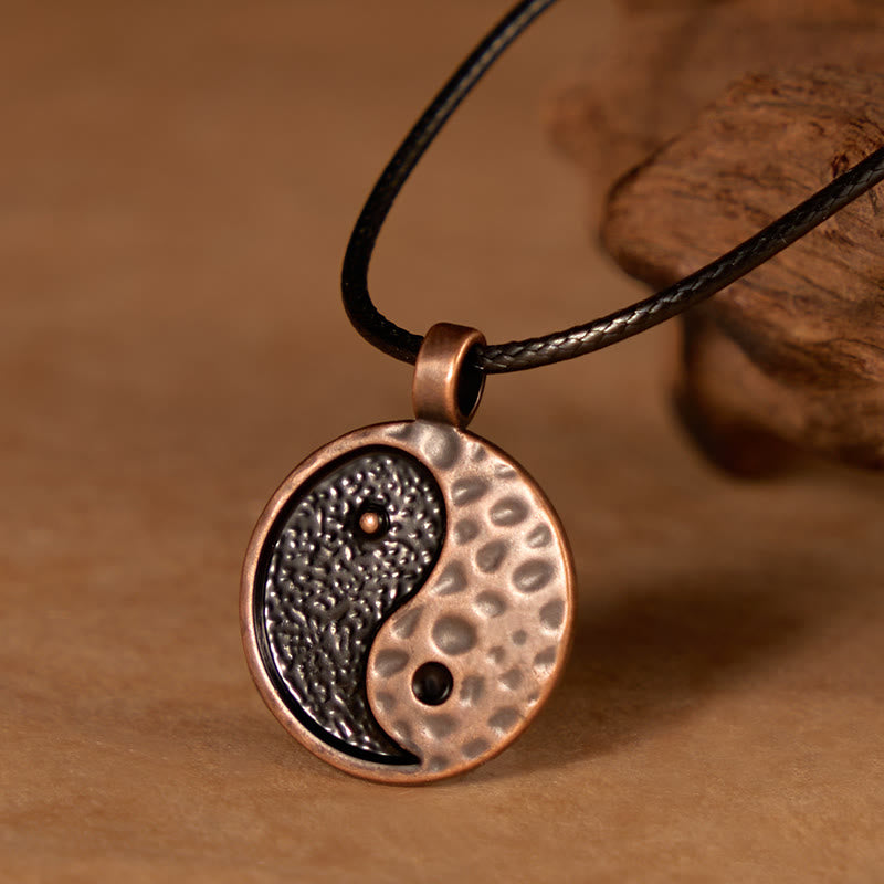 Buddha Stones Naszyjnik z wisiorkiem Harmony ze stopu skóry Yin Yang w stylu vintage - image 3