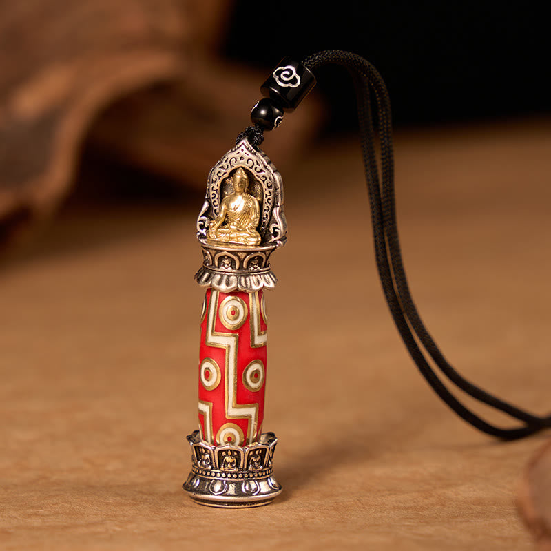 Buddha Stones Miedziany naszyjnik z koralikami Dzi z dziewięcioma oczkami i ochroną w stylu tybetańskim - Miedź (Ochrona♥Błogosławieństwa) - image 0