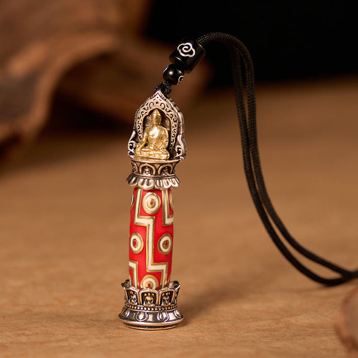 Buddha Stones Miedziany naszyjnik z koralikami Dzi z dziewięcioma oczkami i ochroną w stylu tybetańskim - Miedź (Ochrona♥Błogosławieństwa) - image 0