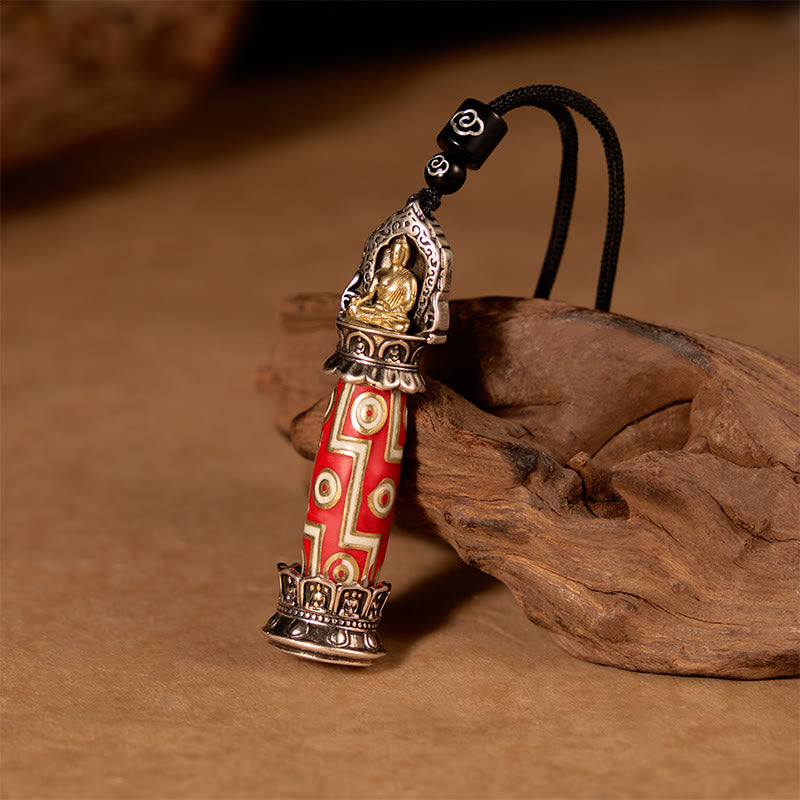 Buddha Stones Miedziany naszyjnik z koralikami Dzi z dziewięcioma oczkami i ochroną w stylu tybetańskim - image 1