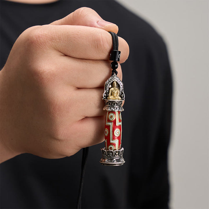 Buddha Stones Miedziany naszyjnik z koralikami Dzi z dziewięcioma oczkami i ochroną w stylu tybetańskim - image 4