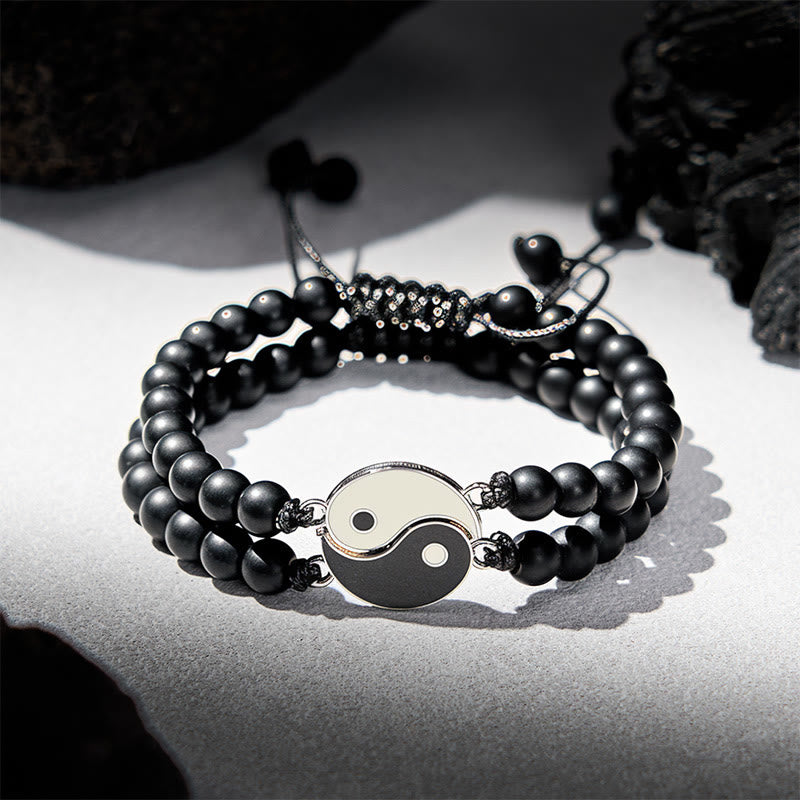 Buddha Stones Bransoletka wspierająca z hematytu yin yang z mrożonego kamienia lawowego - Mrożony kamień (obwód nadgarstka: 17-27 cm) - image 7